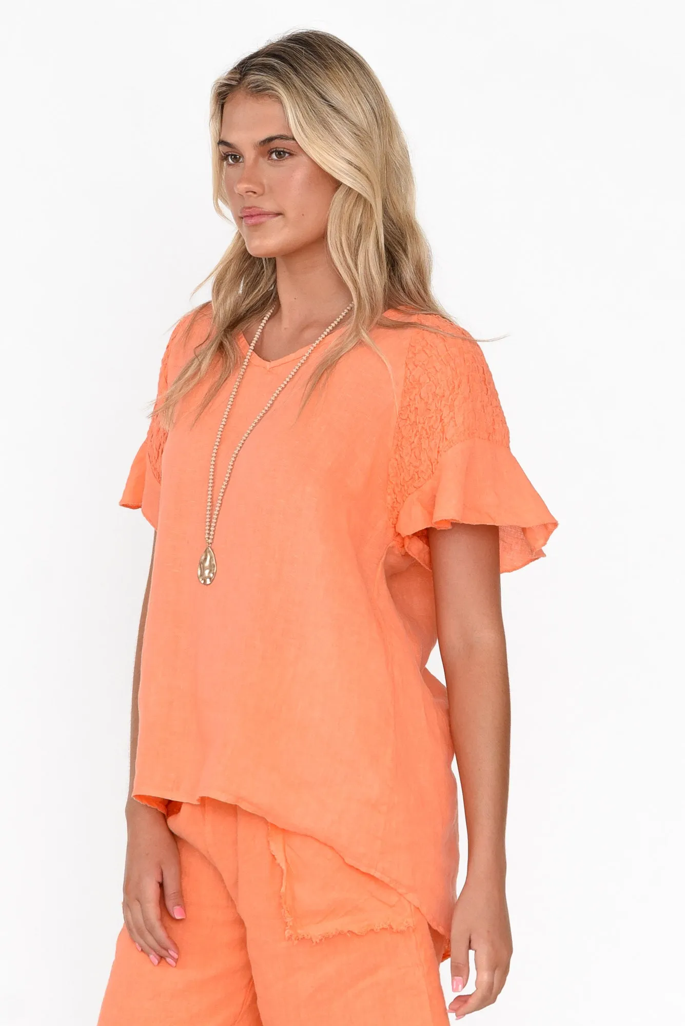 Rivia Orange Linen Top sold by Blue Bungalow product image thumbnail 3