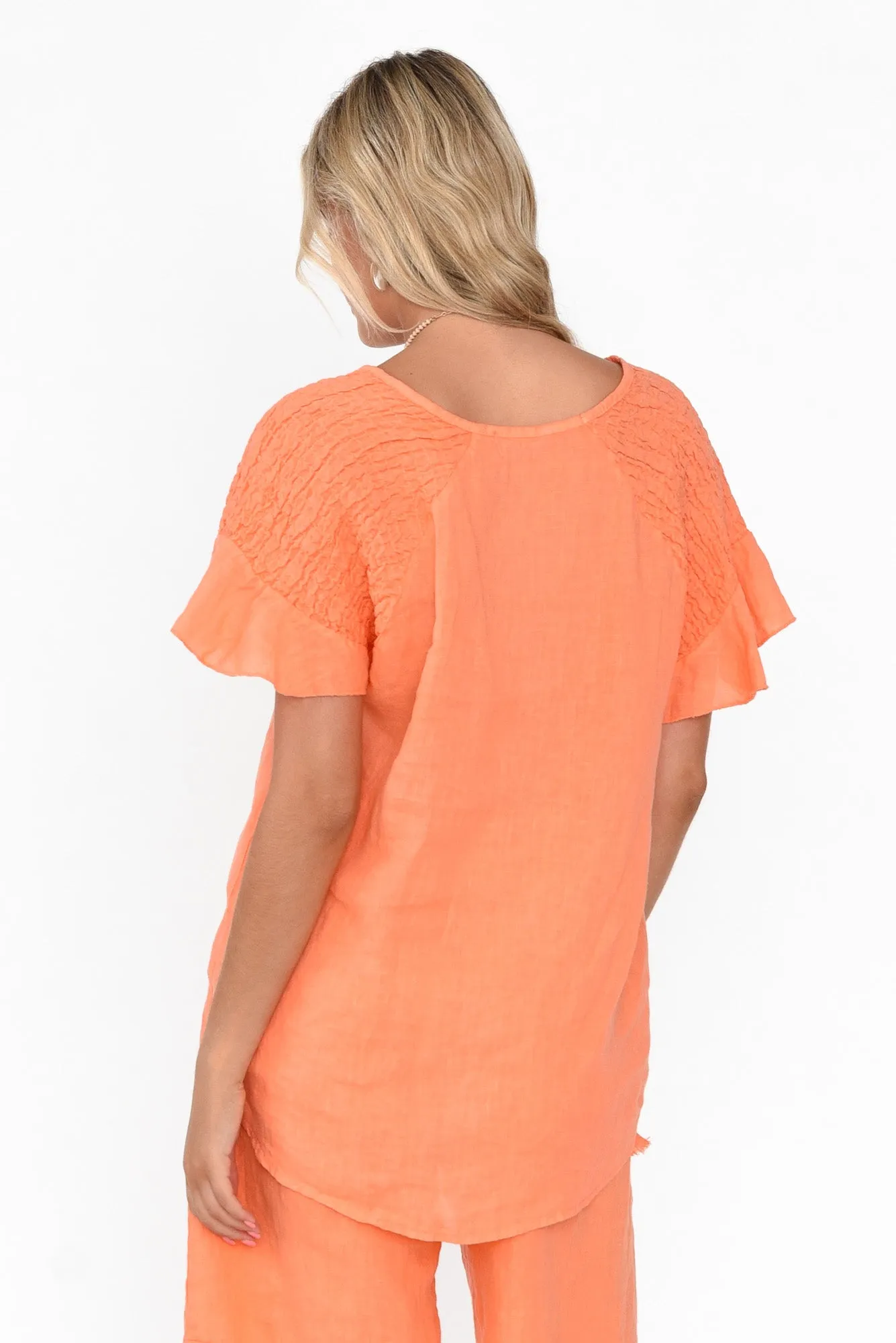 Rivia Orange Linen Top sold by Blue Bungalow product image thumbnail 4