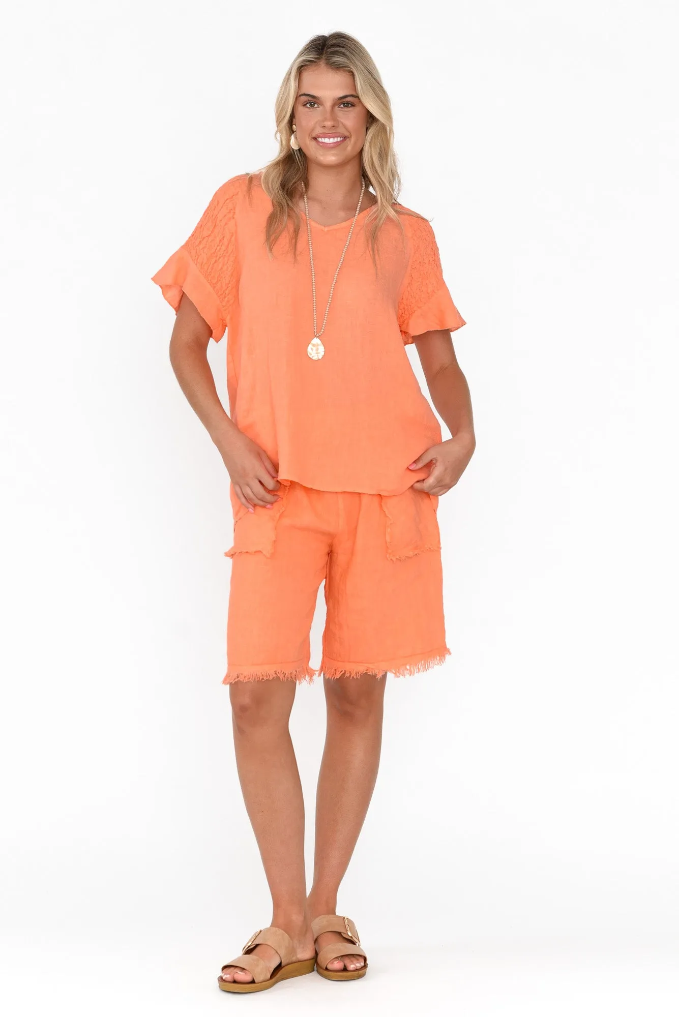 Rivia Orange Linen Top sold by Blue Bungalow product image thumbnail 2