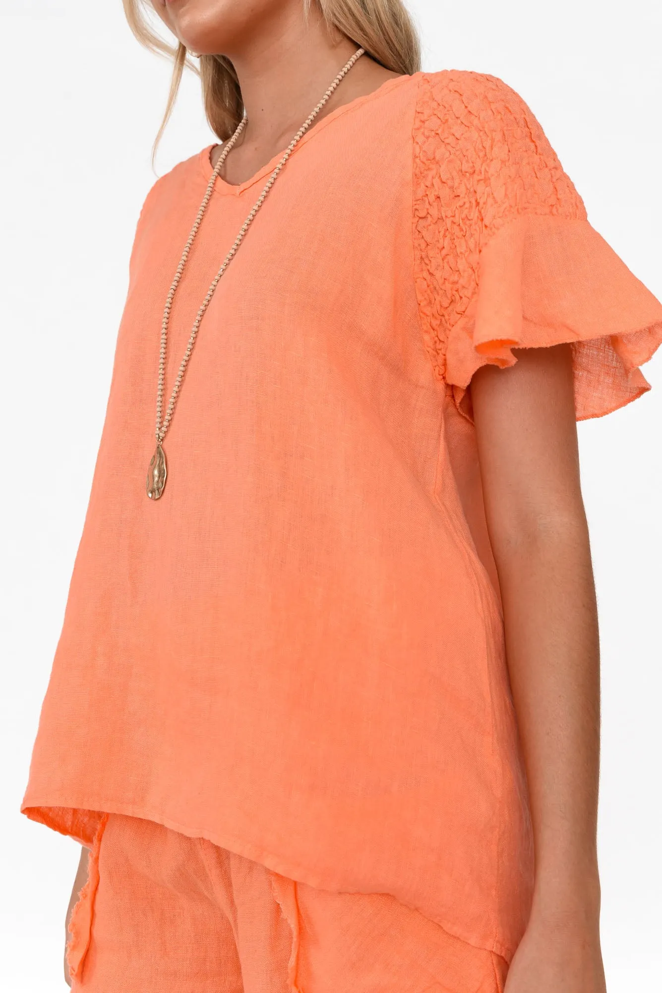 Rivia Orange Linen Top sold by Blue Bungalow product image thumbnail 5