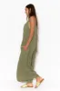 Fay Khaki Linen Jumpsuit sold by Blue Bungalow