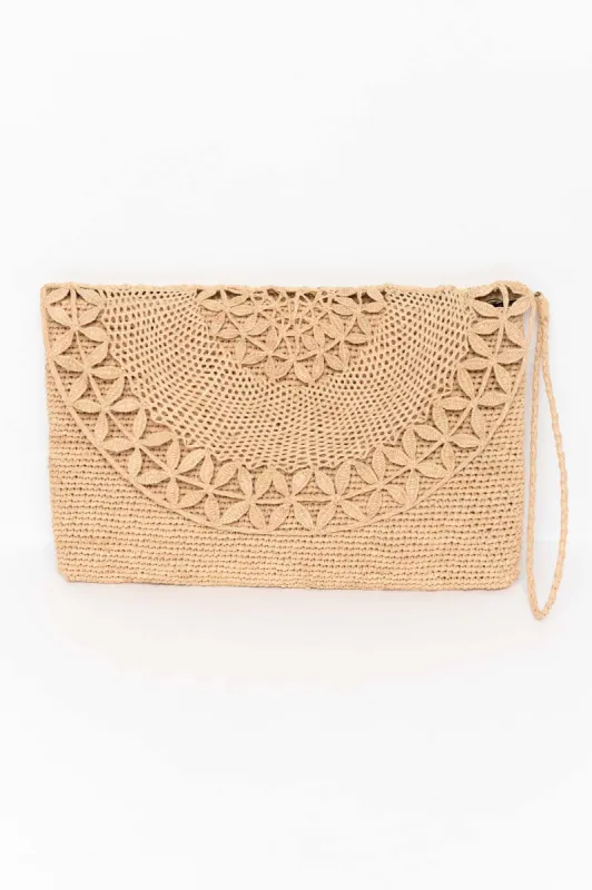 Boka Natural Raffia Clutch sold by Blue Bungalow
