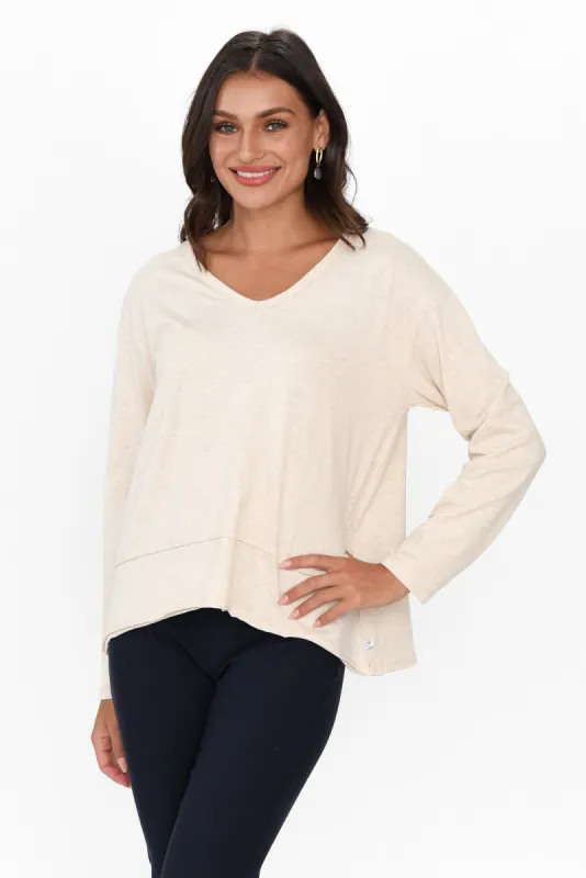 Gloria Oat Cotton Long Sleeve Top sold by Blue Bungalow
