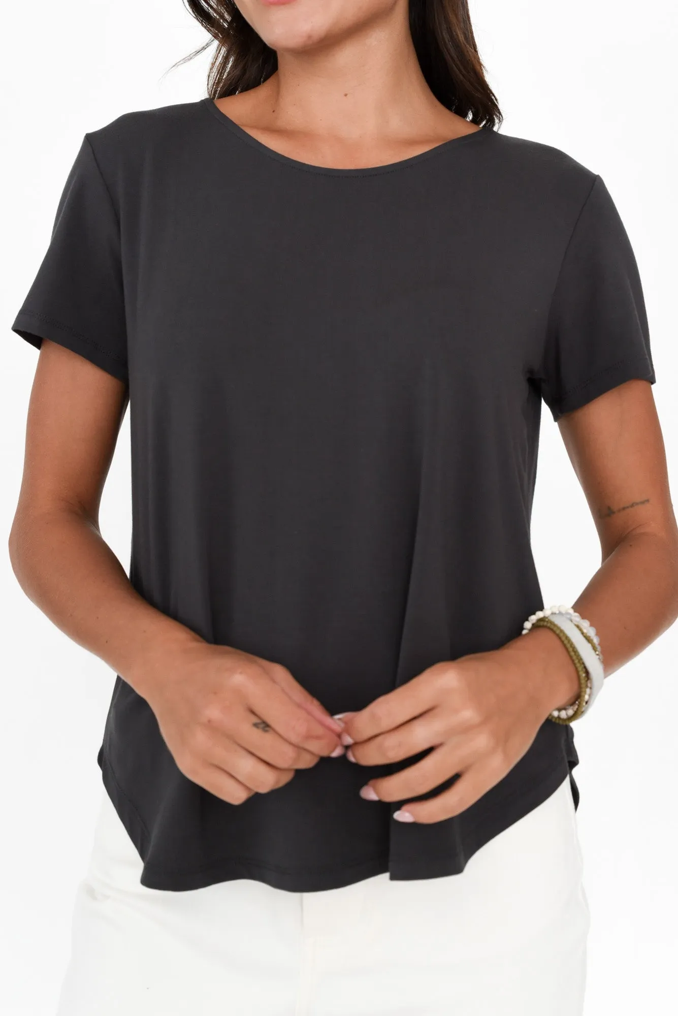 Janis Charcoal Bamboo Tee sold by Blue Bungalow product image thumbnail 5