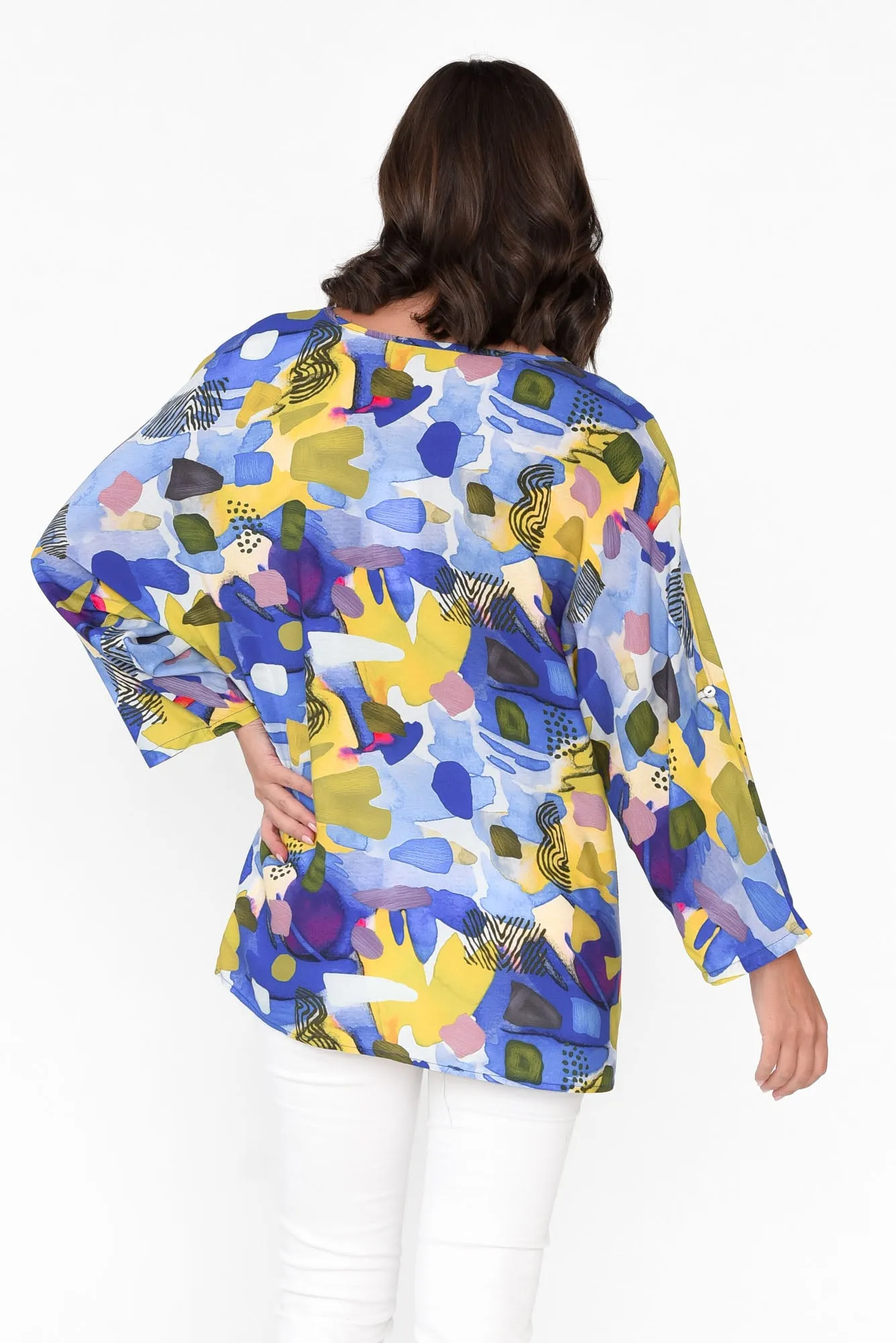 Maisy Blue Abstract Tie Top sold by Blue Bungalow product image thumbnail 4