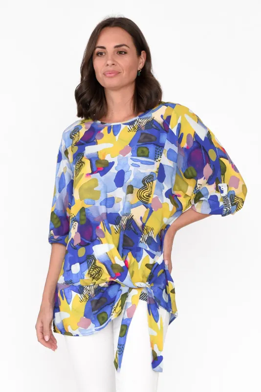 Maisy Blue Abstract Tie Top sold by Blue Bungalow