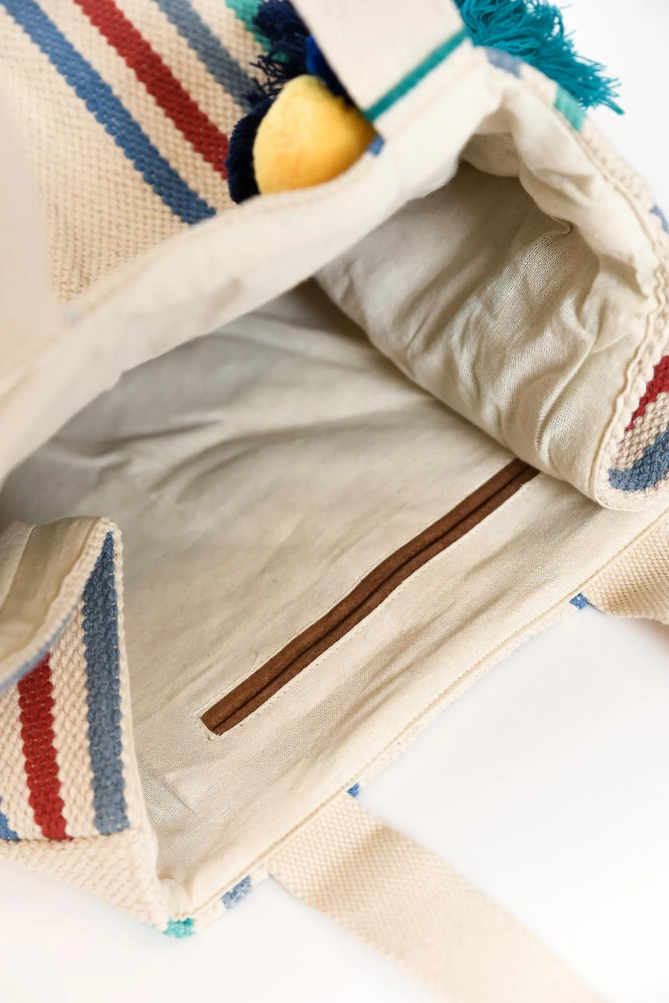 Beaumont Natural Stripe Tassel Tote Bag sold by Blue Bungalow product image thumbnail 3