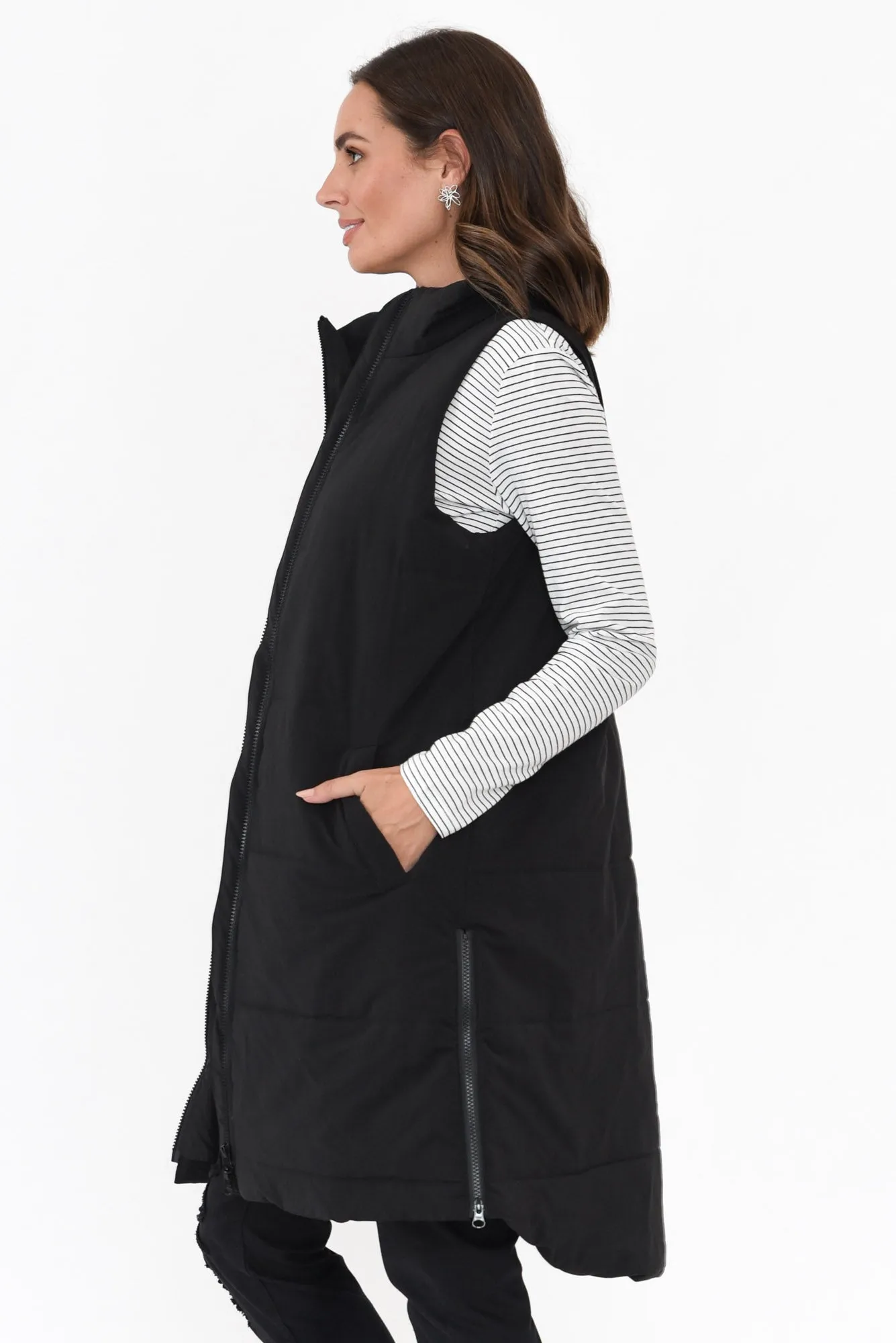 Bryce Black Long Puffer Vest sold by Blue Bungalow product image thumbnail 3