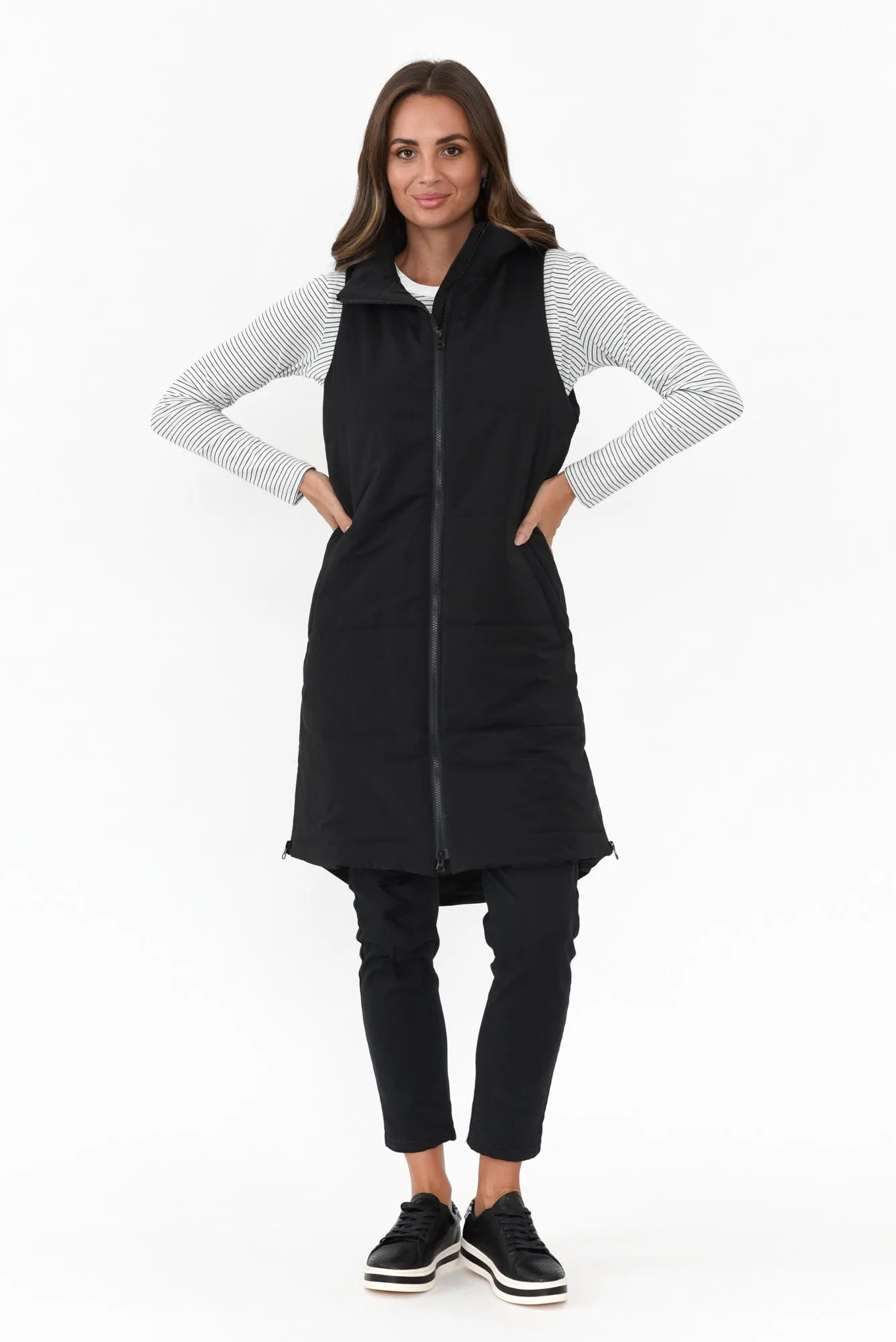 Bryce Black Long Puffer Vest sold by Blue Bungalow product image thumbnail 2