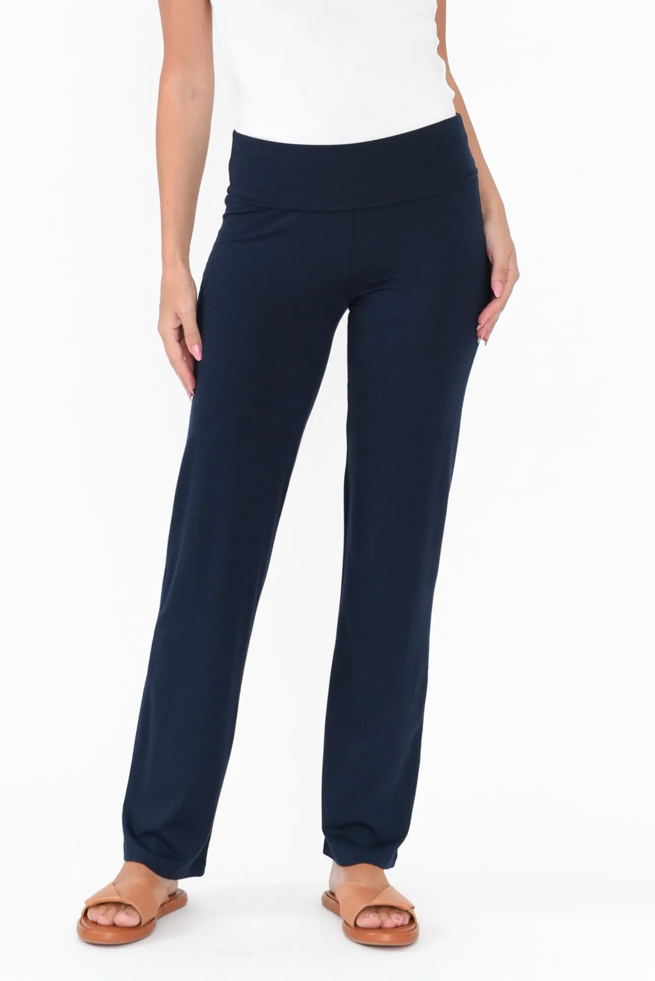Pamela Dark Navy Bamboo Pants sold by Blue Bungalow