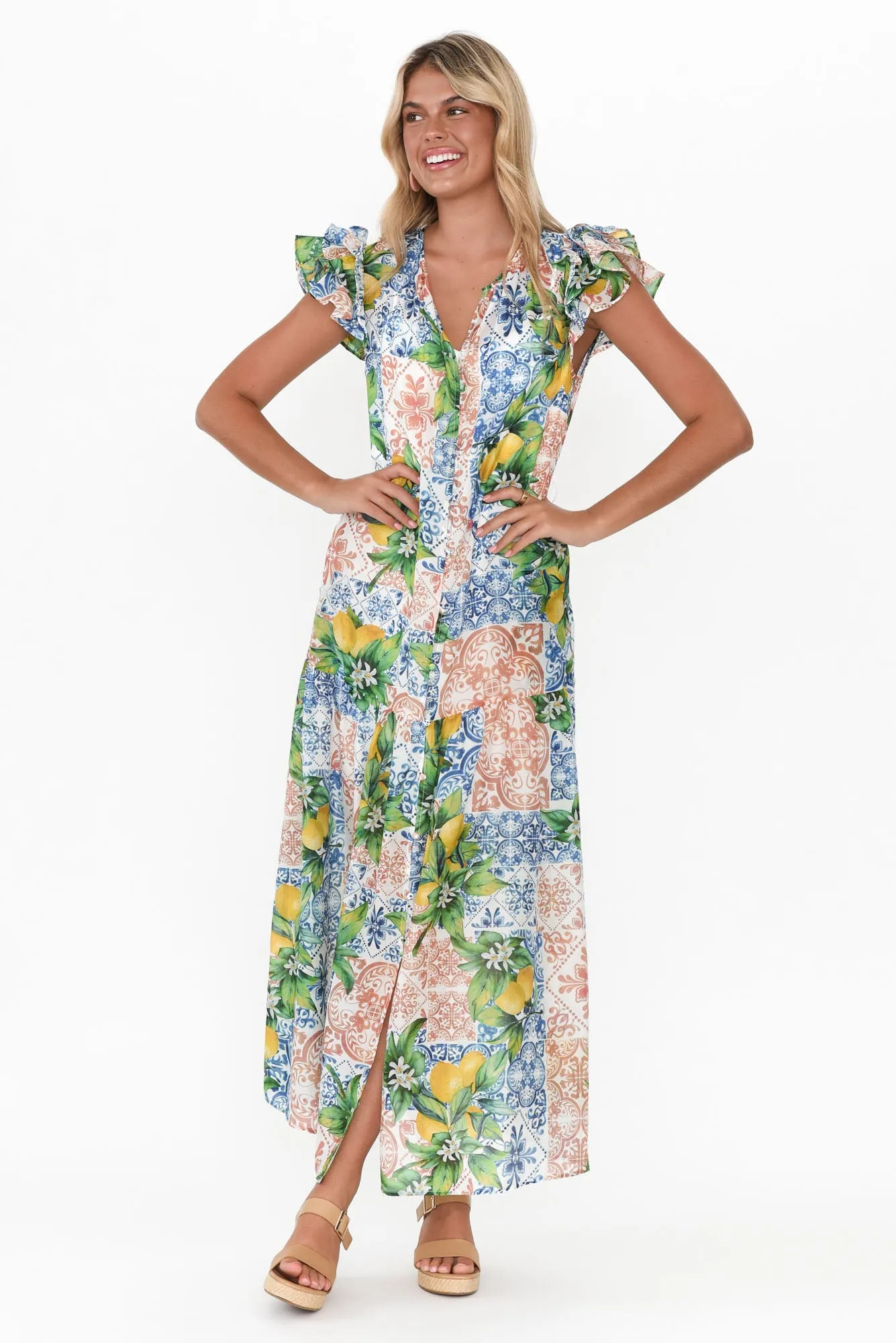 Paradiso Limonata Cotton Silk Dress sold by Blue Bungalow