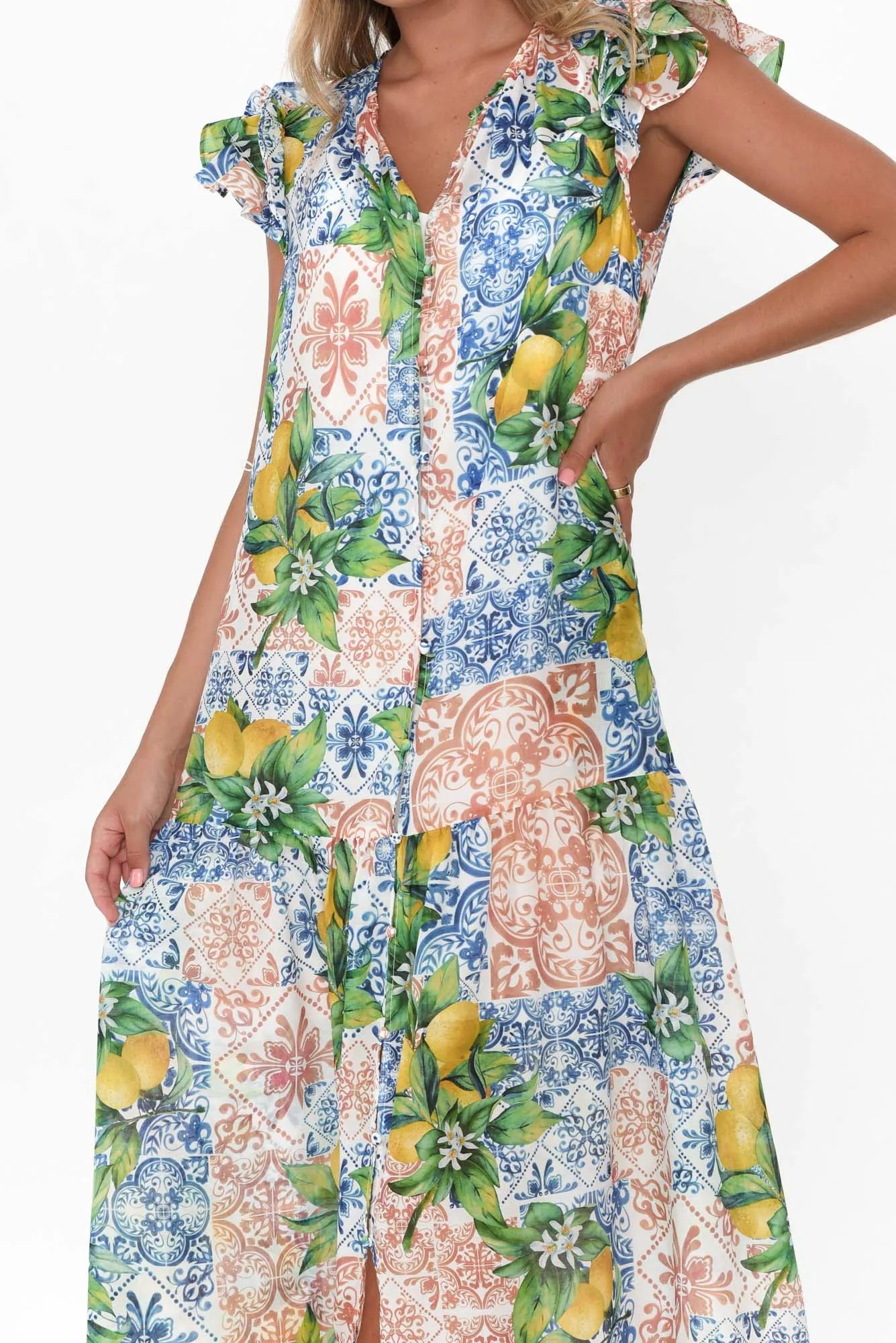 Paradiso Limonata Cotton Silk Dress sold by Blue Bungalow product image thumbnail 5