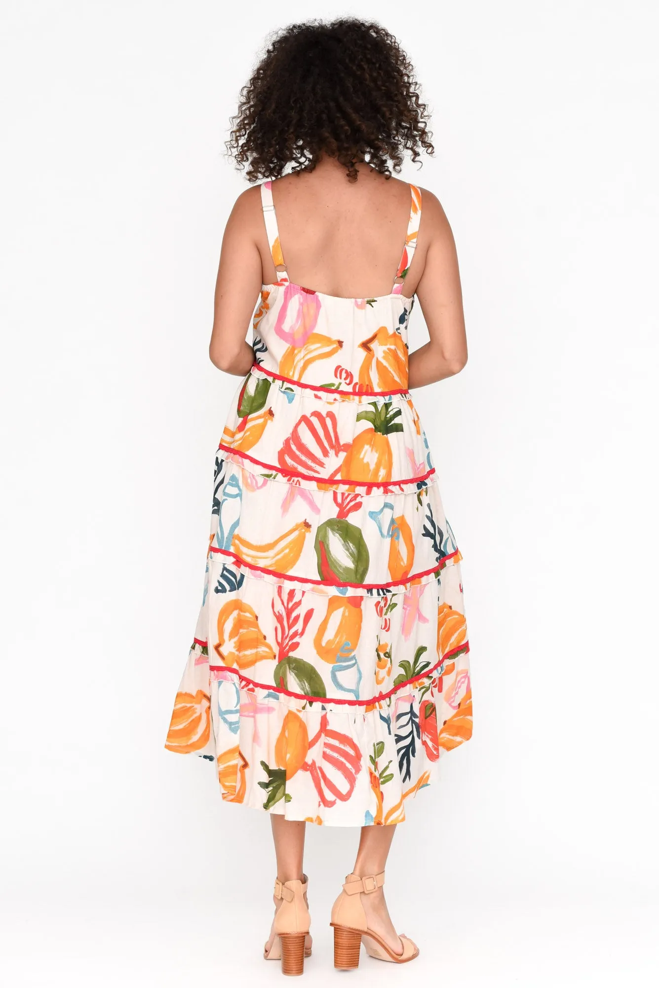 Amarta White Tropical Cotton Tiered Dress sold by Blue Bungalow product image thumbnail 4