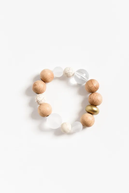 Josey Natural Wood Beaded Bracelet sold by Blue Bungalow