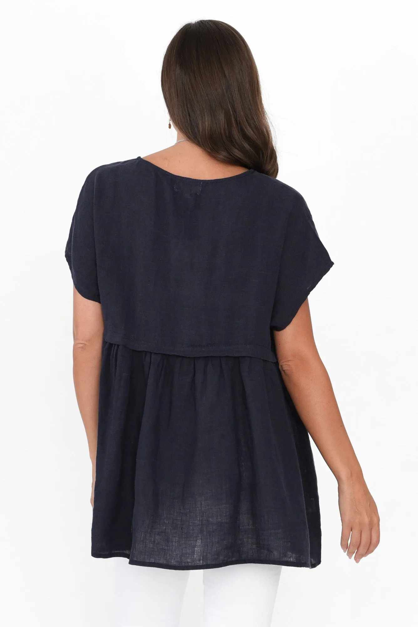 Elden Navy Linen Top sold by Blue Bungalow product image thumbnail 5
