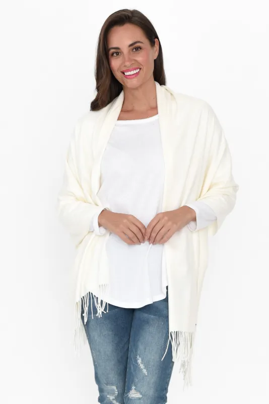 Heta Cream Cotton Pashmina Scarf sold by Blue Bungalow