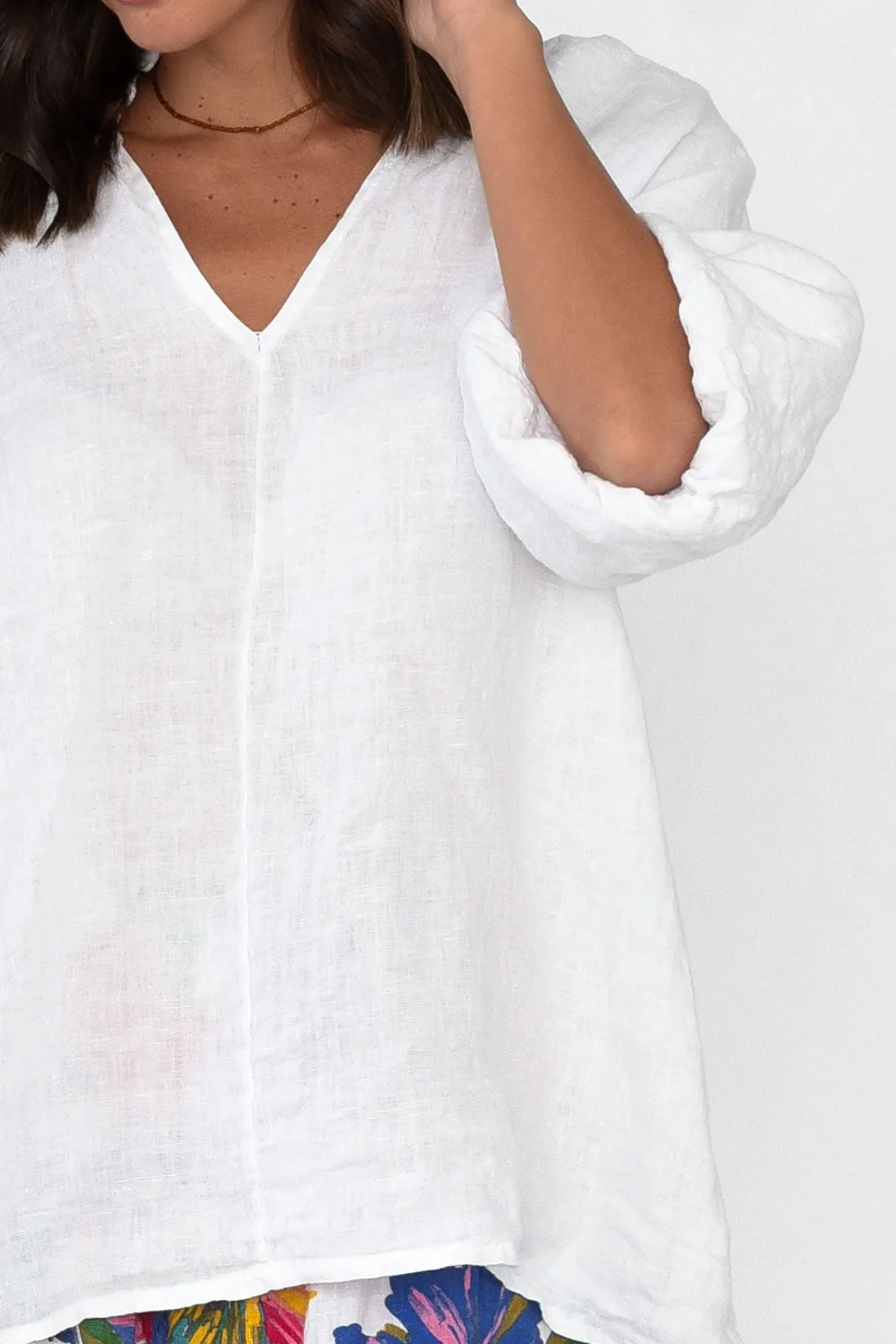Hiram White Linen Top sold by Blue Bungalow product image thumbnail 5