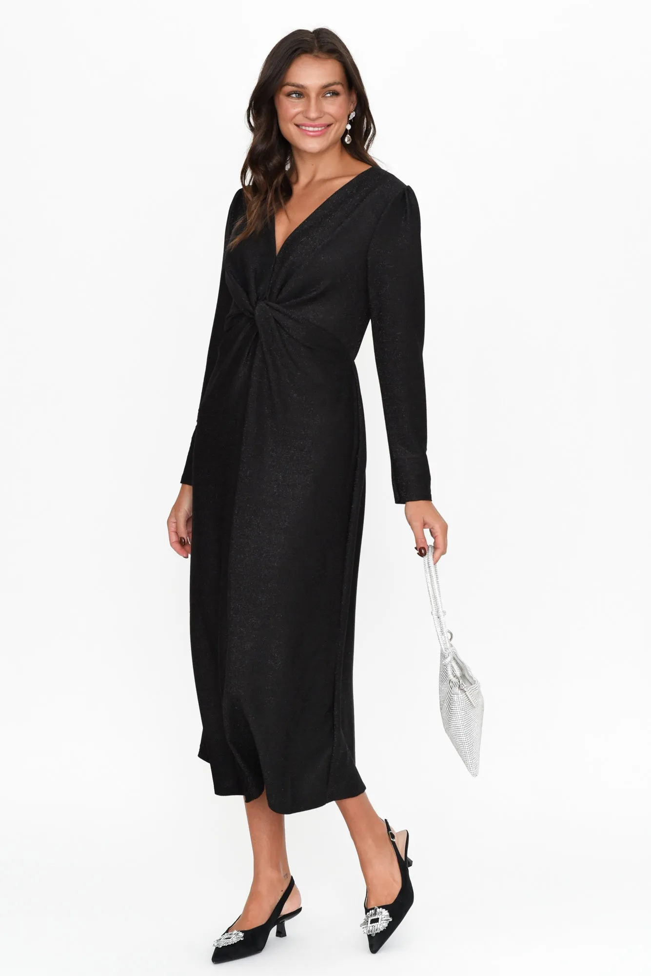 Nicci Black Sparkle Knot Dress sold by Blue Bungalow product image thumbnail 2