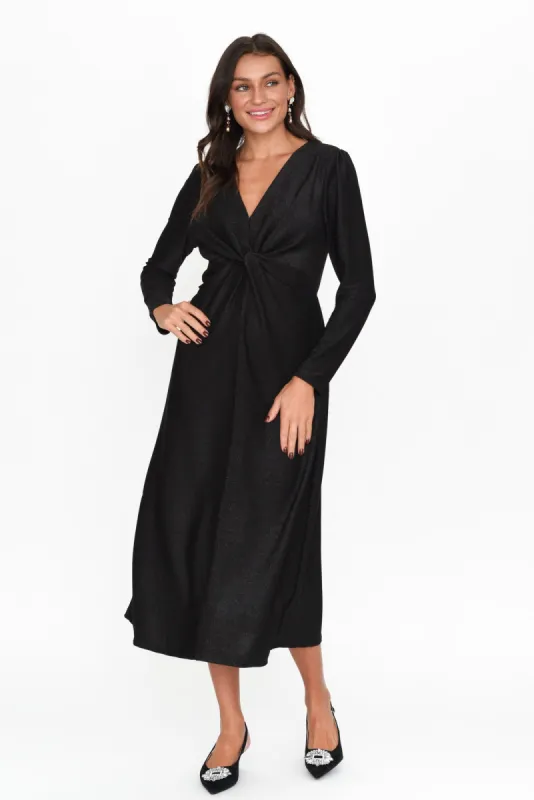 Nicci Black Sparkle Knot Dress sold by Blue Bungalow