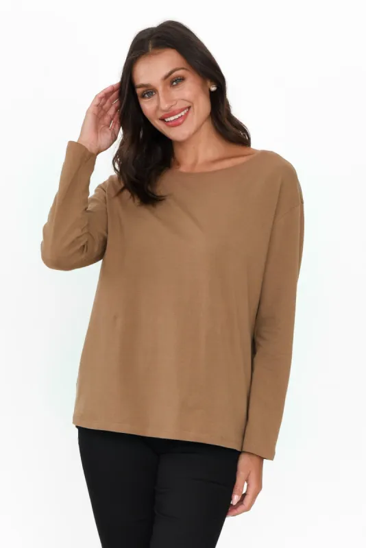Moya Mocha Cotton Hi Lo Top sold by Blue Bungalow