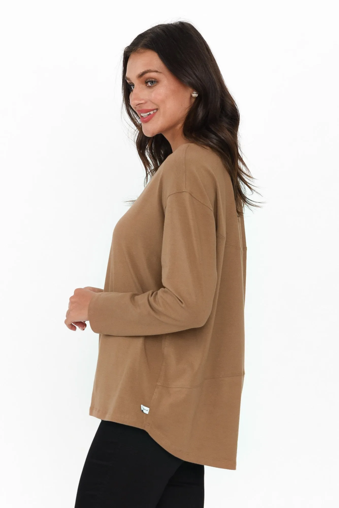 Moya Mocha Cotton Hi Lo Top sold by Blue Bungalow product image thumbnail 3