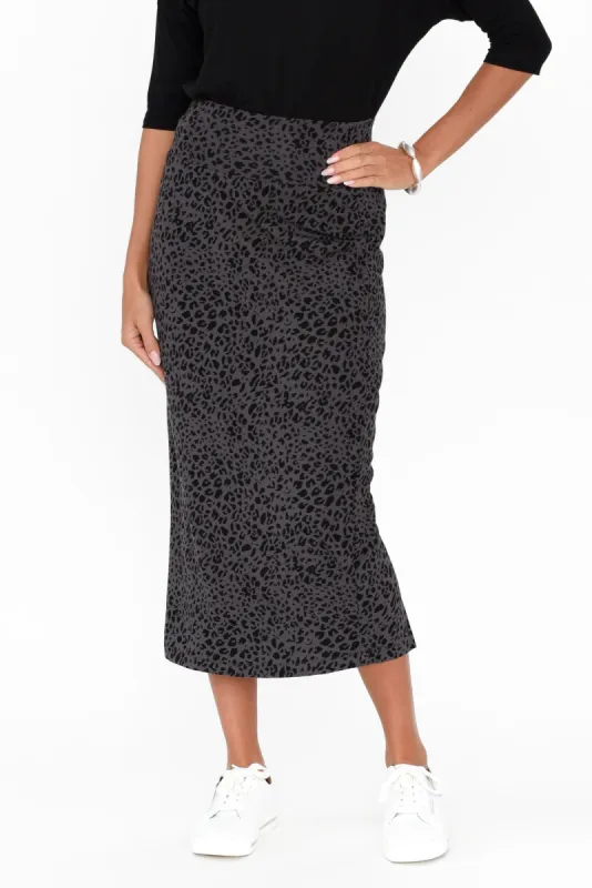 Grey Leopard Bamboo Maxi Tube Skirt sold by Blue Bungalow