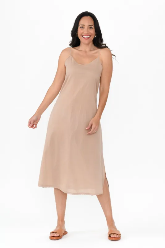 Nude Cotton Maxi Slip Dress sold by Blue Bungalow