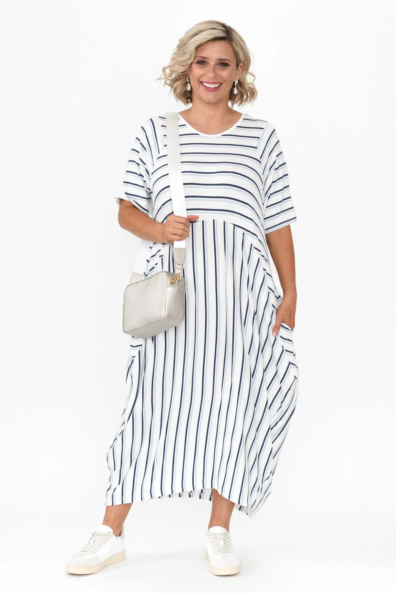 Gina Blue Stripe Bamboo Dress sold by Blue Bungalow product image thumbnail 2