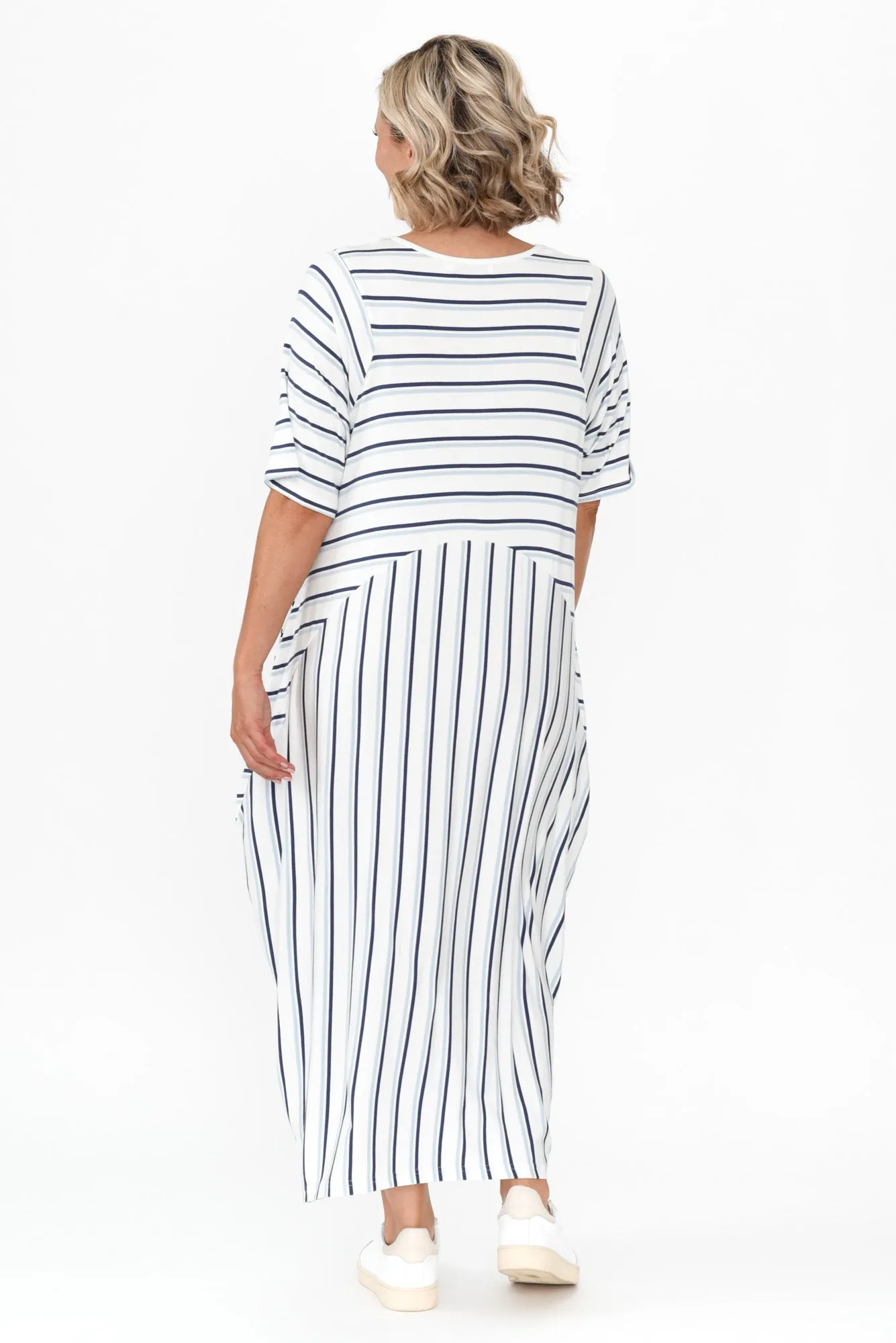 Gina Blue Stripe Bamboo Dress sold by Blue Bungalow product image thumbnail 5
