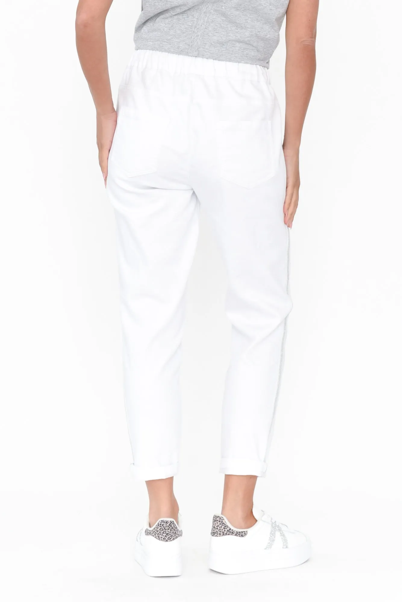 Brooks White Cotton Blend Jogger Pants sold by Blue Bungalow product image thumbnail 4