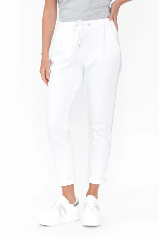 Brooks White Cotton Blend Jogger Pants sold by Blue Bungalow