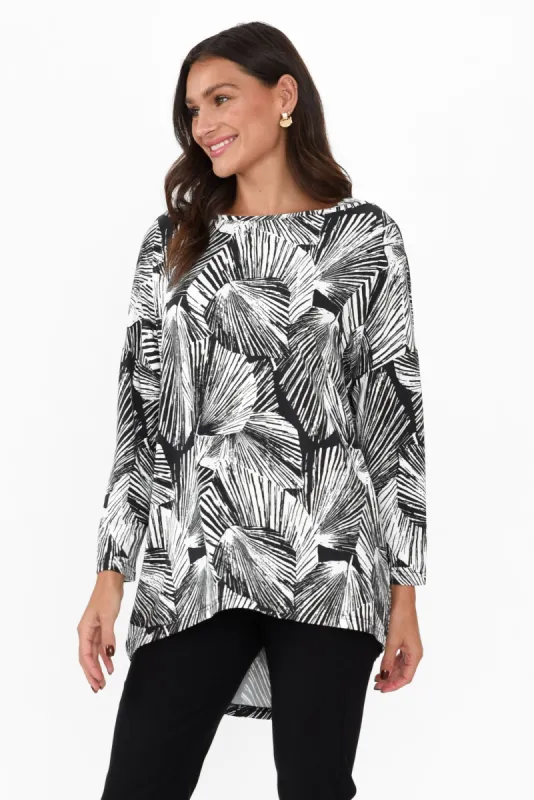 Anakin Black Palm Hi Lo Bamboo Top made by Blue Bungalow