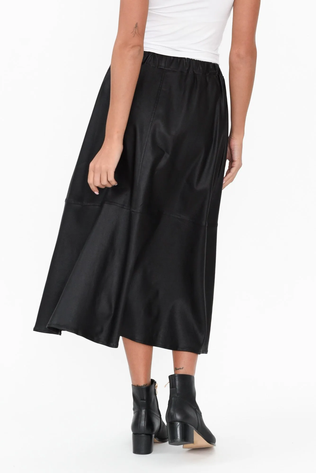 Oriel Black Faux Leather Midi Skirt sold by Blue Bungalow product image thumbnail 4