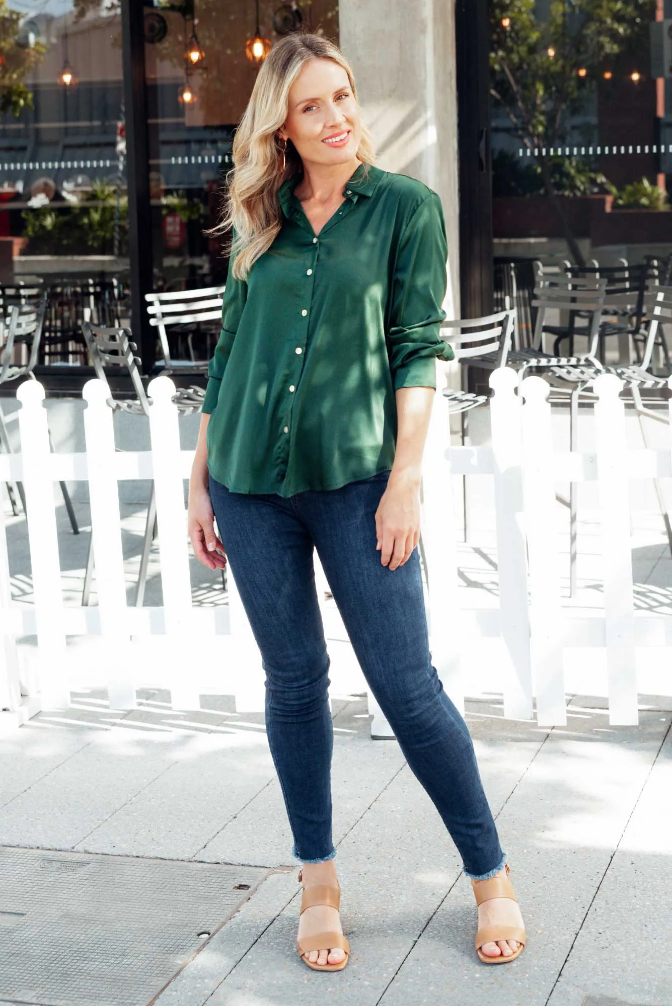 Indiana Dark Denim Frayed Slim Fit Jeans sold by Blue Bungalow