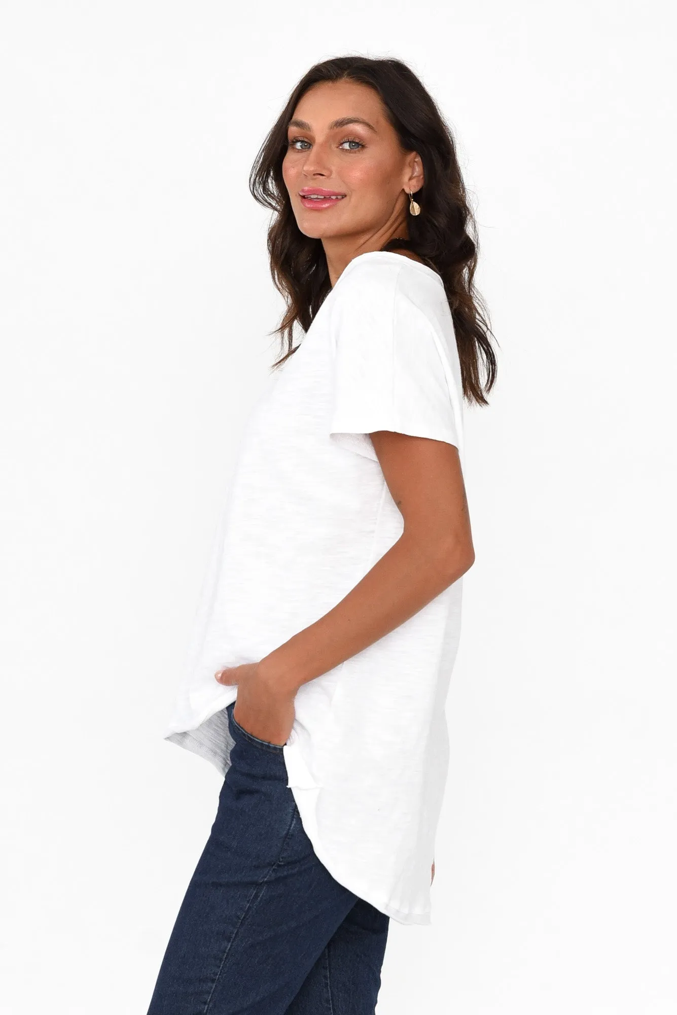 Cindi White Cotton Blend Tee sold by Blue Bungalow product image thumbnail 4