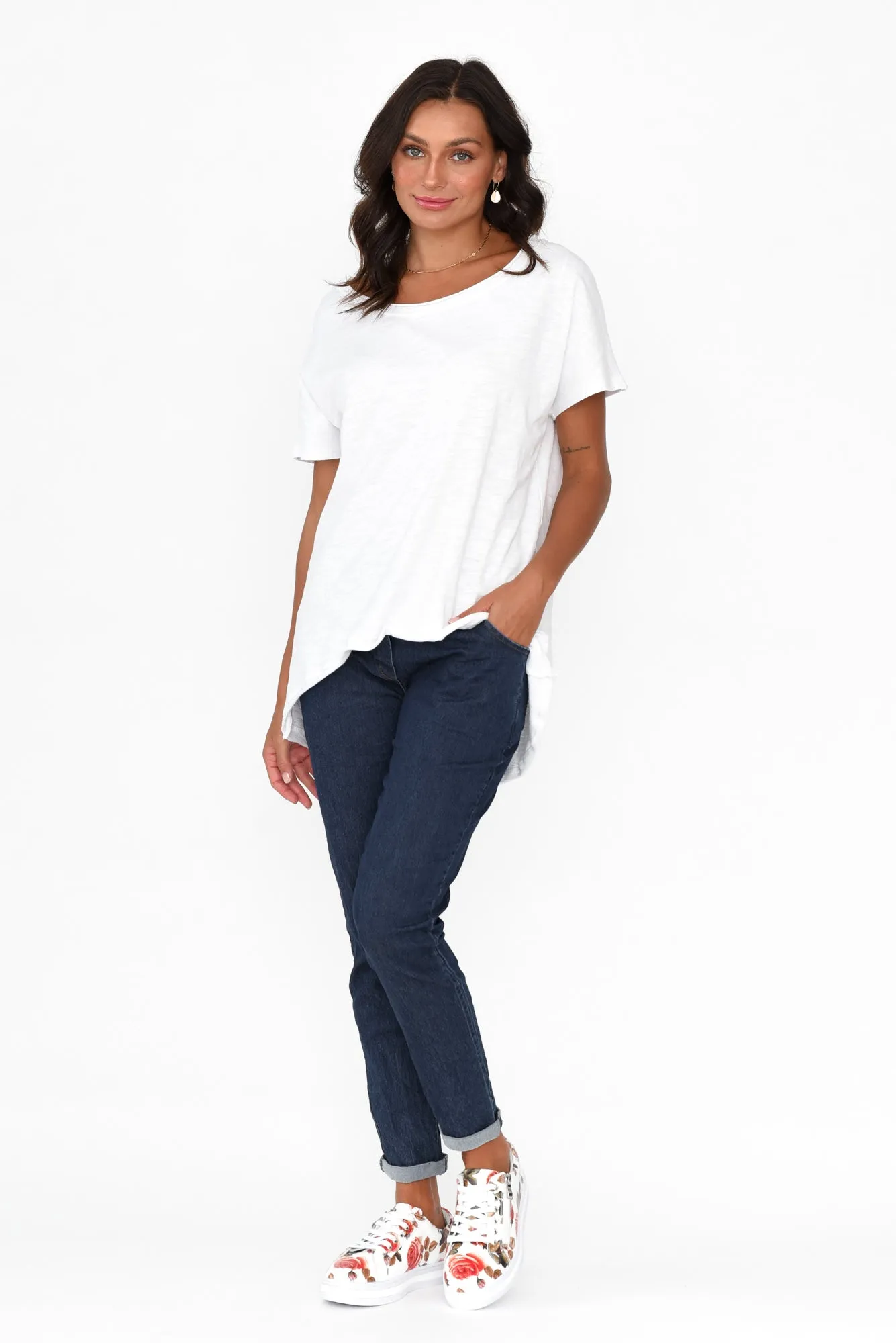 Cindi White Cotton Blend Tee sold by Blue Bungalow product image thumbnail 3