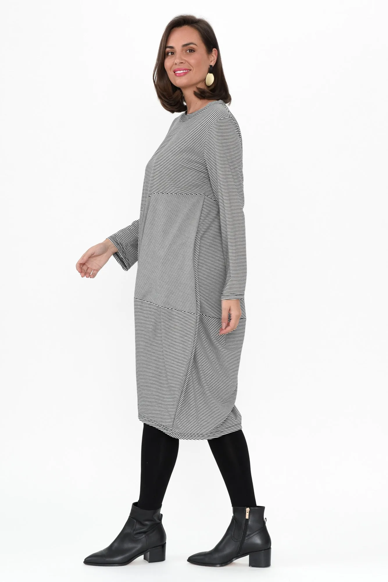 Muriel Black Stripe Cotton Blend Dress sold by Blue Bungalow product image thumbnail 3