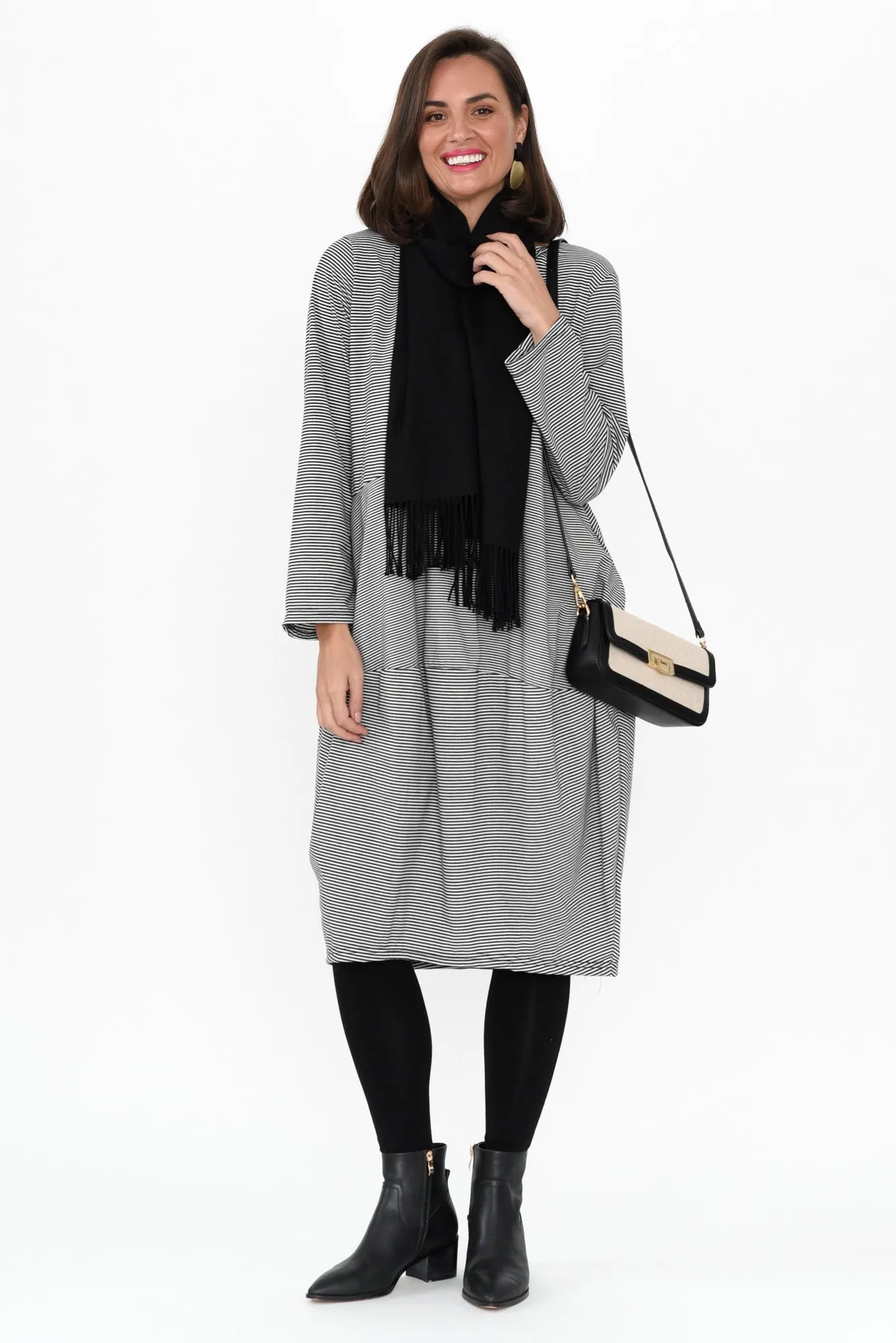 Muriel Black Stripe Cotton Blend Dress sold by Blue Bungalow product image thumbnail 2