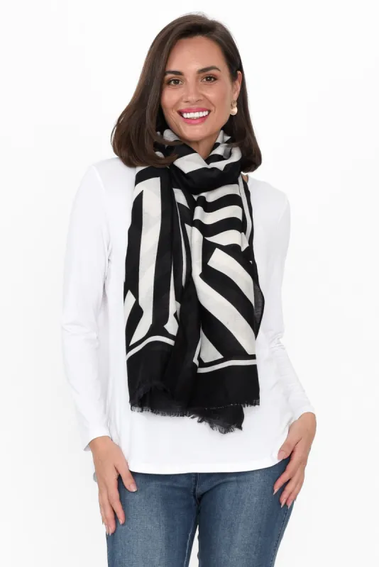 Sala Black Stripe Scarf sold by Blue Bungalow