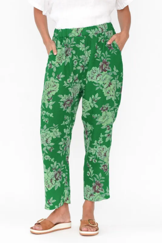 Jacqui Green Blossom Linen Pants sold by Blue Bungalow