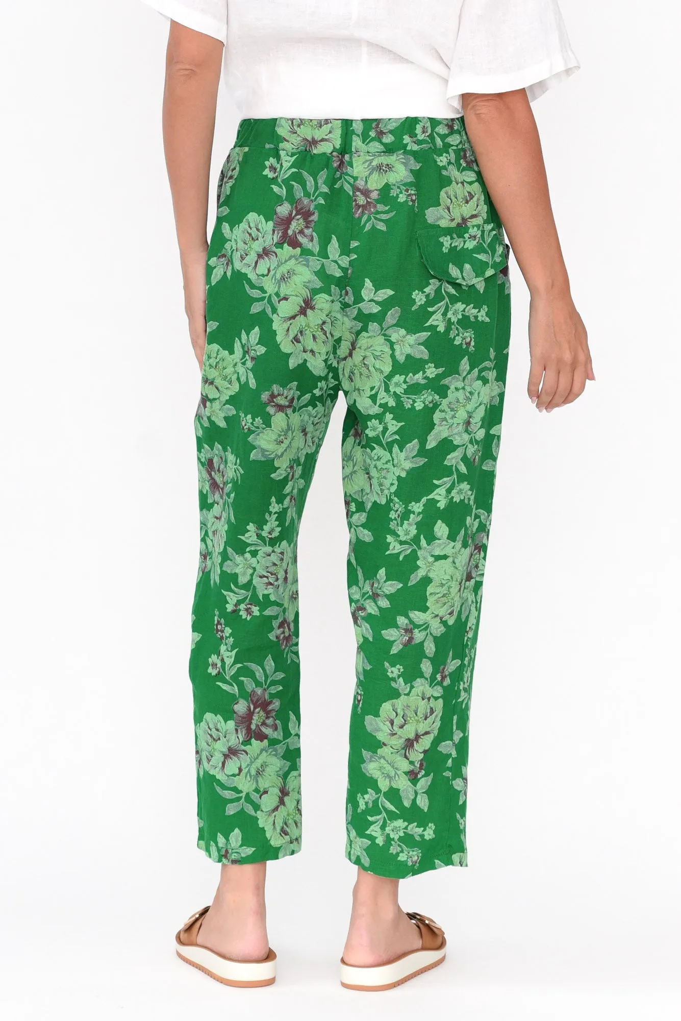 Jacqui Green Blossom Linen Pants sold by Blue Bungalow product image thumbnail 4
