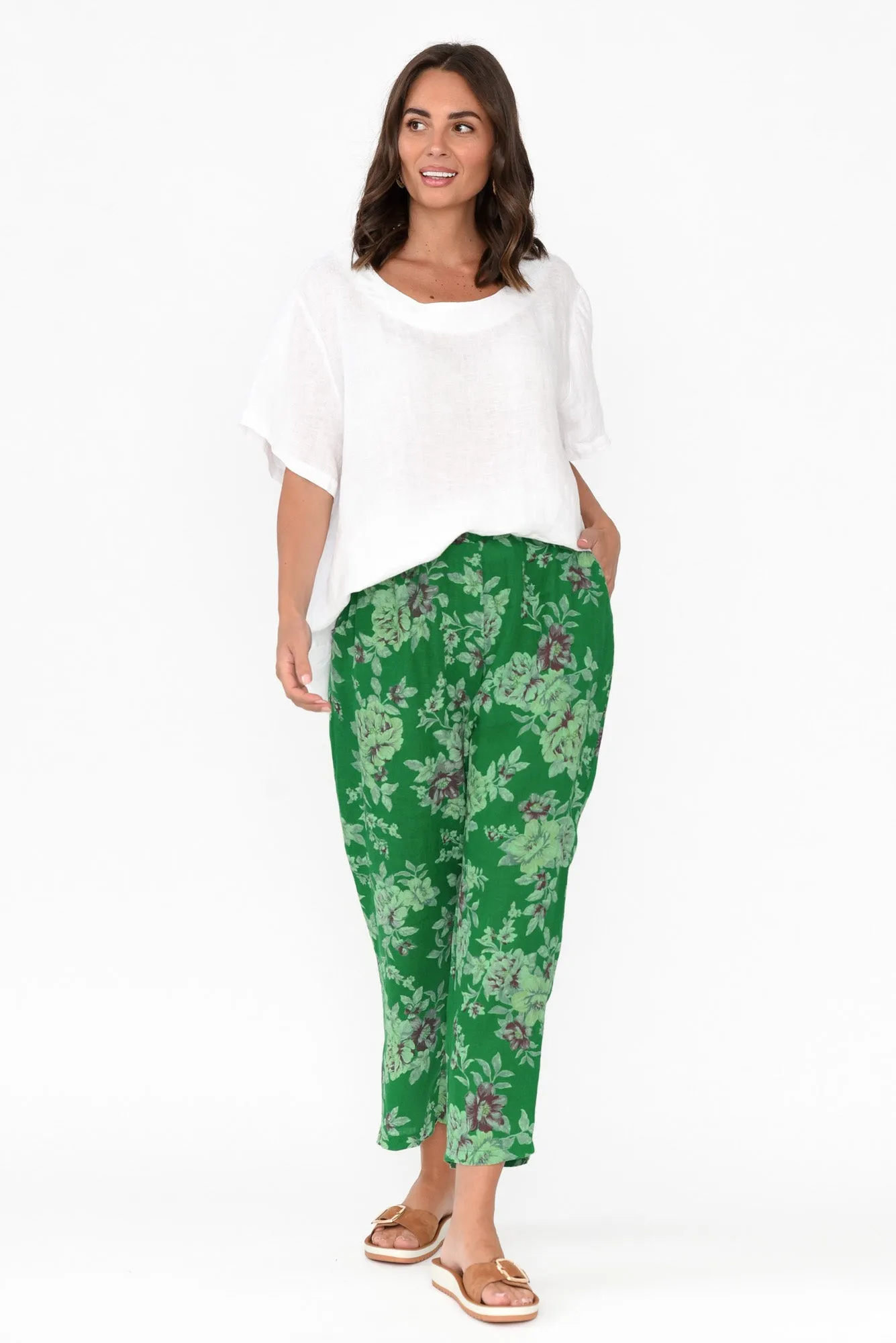 Jacqui Green Blossom Linen Pants sold by Blue Bungalow product image thumbnail 2