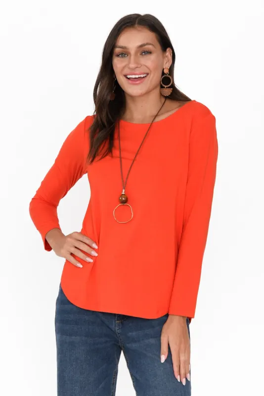 Adele Red Long Sleeve Bamboo Tee sold by Blue Bungalow
