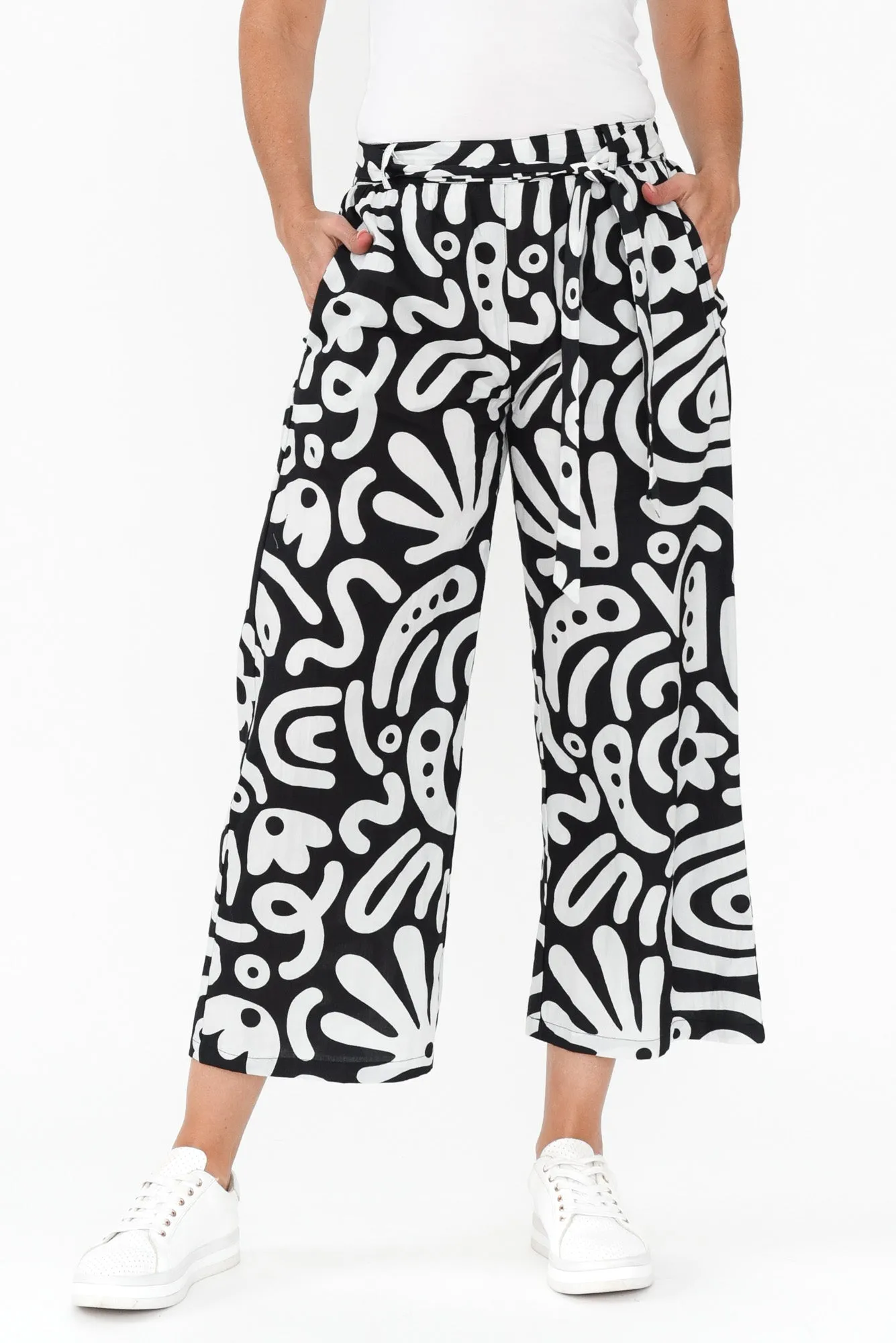 Silis Black Geo Cotton Pants sold by Blue Bungalow