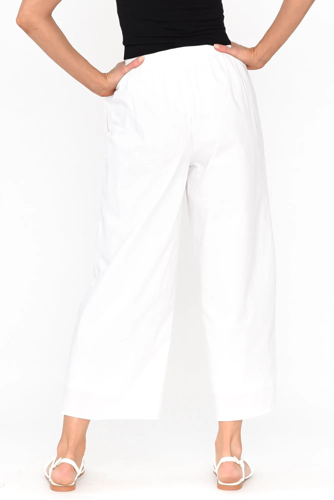 Leni White Cotton Poplin Pants sold by Blue Bungalow product image thumbnail 4