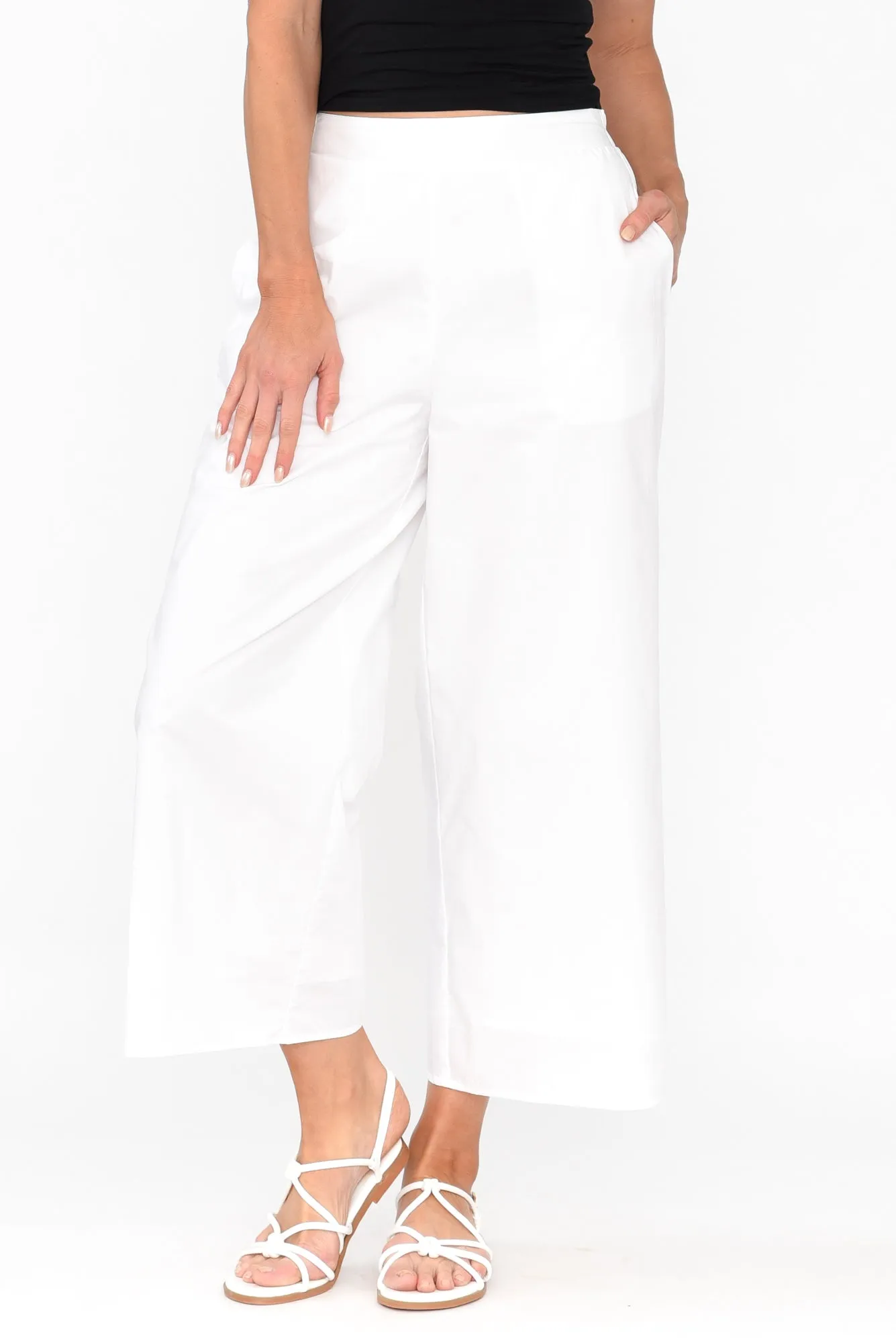 Leni White Cotton Poplin Pants sold by Blue Bungalow