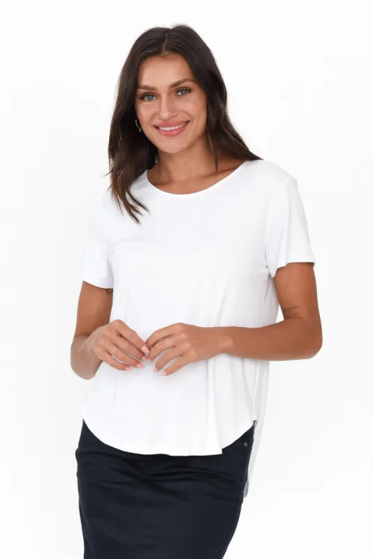 Janis White Bamboo Tee sold by Blue Bungalow
