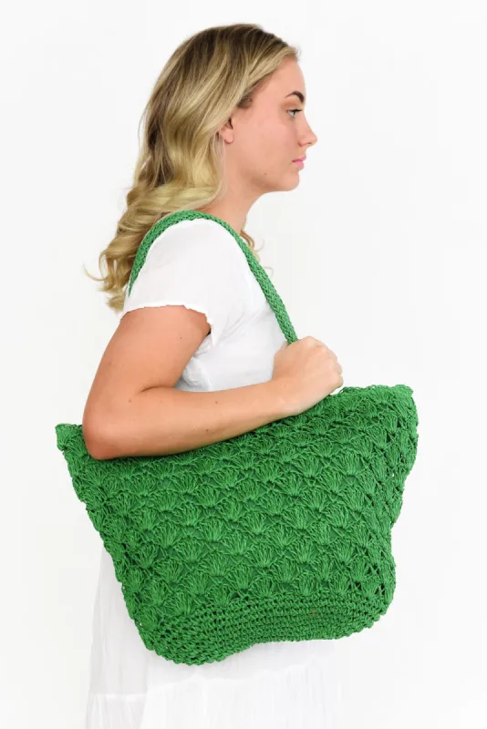 Lora Green Woven Tote Bag sold by Blue Bungalow