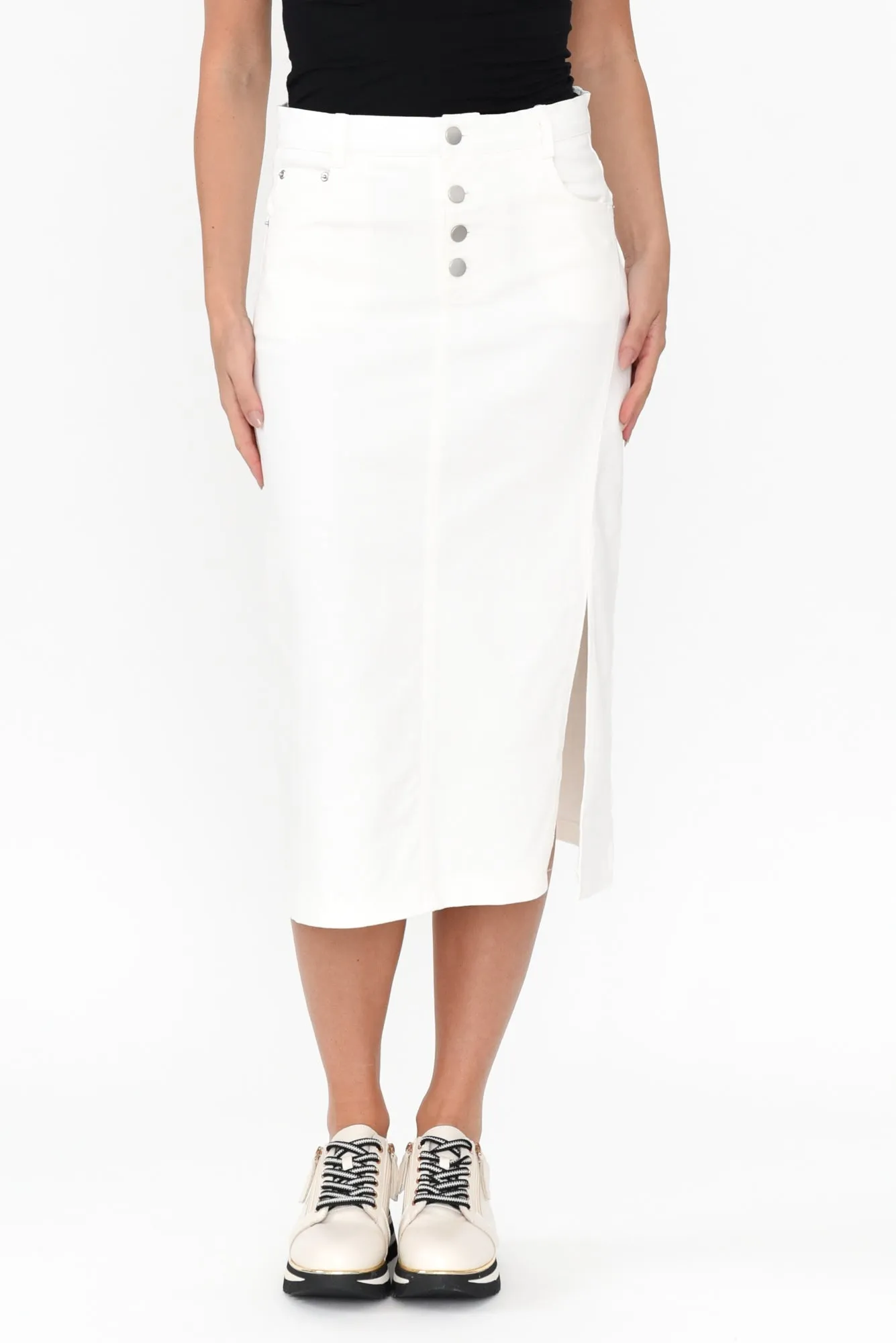 Astille White Cotton Blend Skirt sold by Blue Bungalow