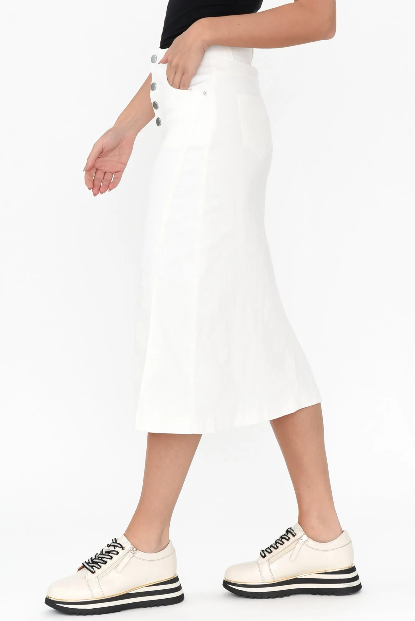 Astille White Cotton Blend Skirt sold by Blue Bungalow product image thumbnail 3
